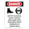 Signmission OSHA Danger Sign, Safety Glasses Safety, 5in X 3.5in Decal, 3.5" W, 5" H, Portrait OS-DS-D-35-V-1776 - alternate 1